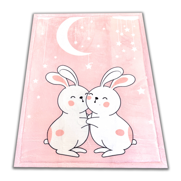 Gruby dywan dziecięcy różowy PUFFY SOFT miękki jak dywan rabbit króliczki
