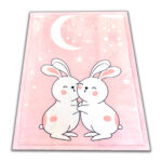 Gruby dywan dziecięcy różowy PUFFY SOFT miękki jak dywan rabbit króliczki