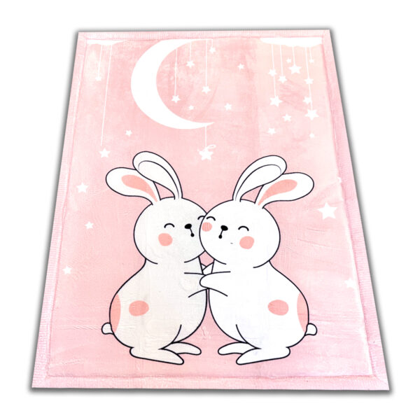 Gruby dywan dziecięcy różowy PUFFY SOFT miękki jak dywan rabbit króliczki