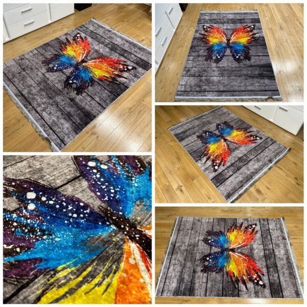 Gray Butterfly Children's Rug PRINT 840 804