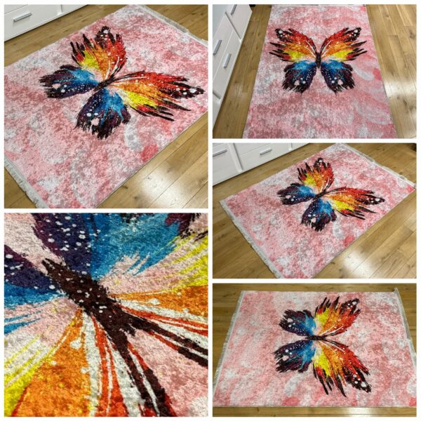Pink Butterfly Children's Rug PRINT 840 803