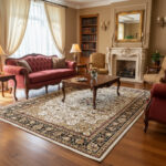 Thick beige classic rosette rug AQUARELA 25-22
