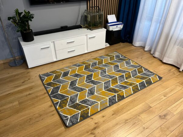 Modern Yellow Carlo 4271 Grey Mustard Rug