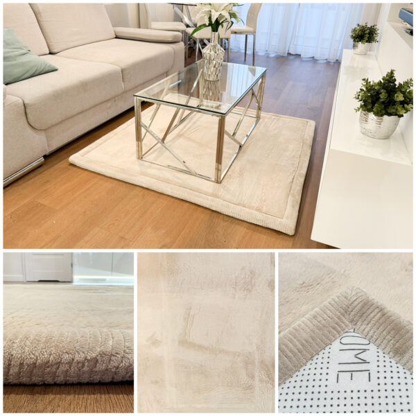 Gruby dywan kwadratowy PUFFY SOFT miękki jak dywan rabbit BEIGE