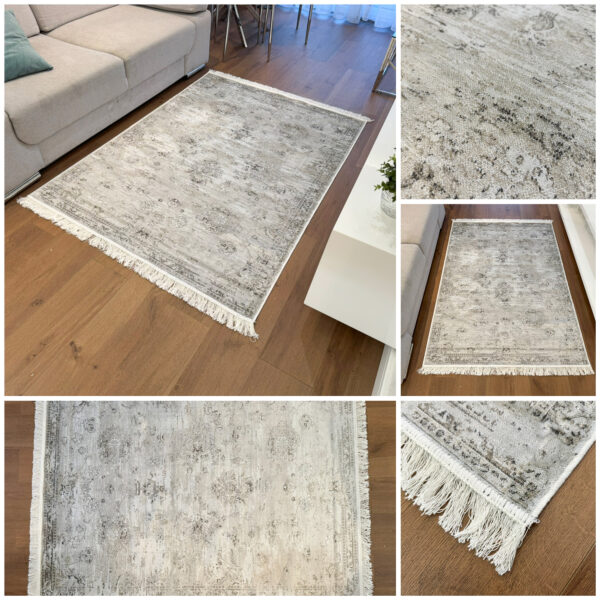 Ekskluzywny cienki szary dywan klasyczny Bellucci 84590