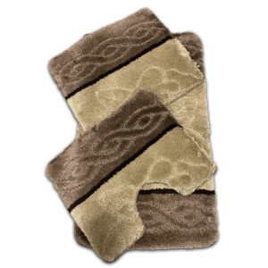 Premium Brown Floral Three-Piece Heavy-Duty Bathroom Set