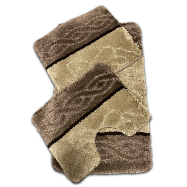 Premium Brown Floral Three-Piece Heavy-Duty Bathroom Set