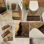 Premium Brown Floral Three-Piece Heavy-Duty Bathroom Set