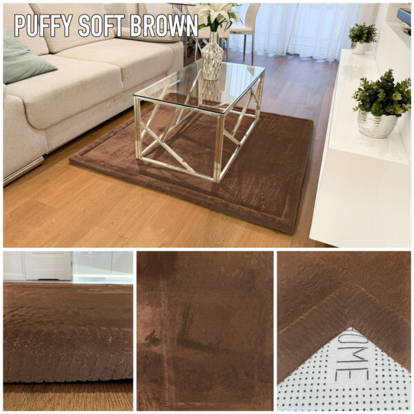 Gruby dywan kwadratowy PUFFY SOFT miękki jak dywan rabbit BROWN